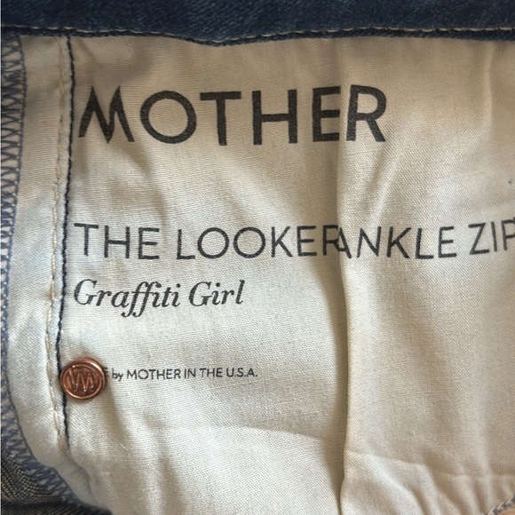 Mother The Looker Ankle Zip Skinny Jeans Distressed in Graffiti Girl Size 28 - Picture 6 of 8